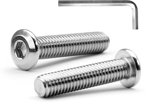 MINHER M5 x 35mm 10Pcs Testa Piatta Esagono Incassato Viti Bulloni, Bulloni Per Mobili, Acciaio Inossidabile A2 V2A, Filettatura Completa (con Chiavi a Brugola)