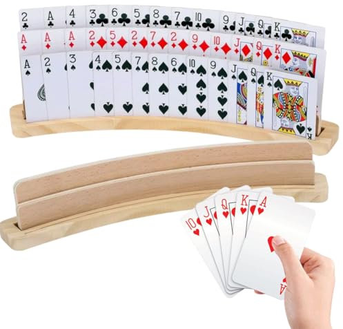 Ruioomeep Porte-Cartes à Jouer en Bois à 3 Étages, Porte-Cartes Enfants, Seniors et Adultes