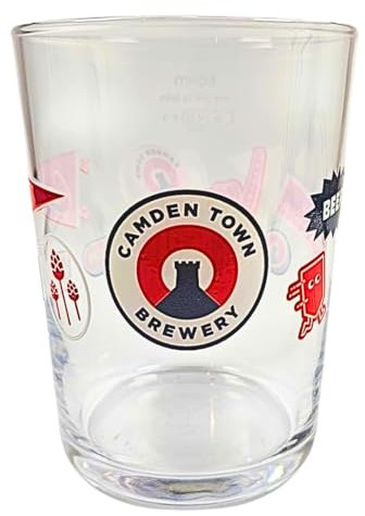 Camden Town Stubby Pint Glass X1 Original Lager Pint Glass 67 cl Lager Beer Man Cave Roxley