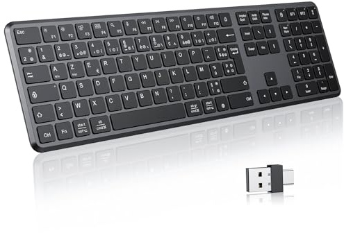 OMOTON Clavier sans Fil Bluetooth + 2.4G AZERTY Silencieux, Noir