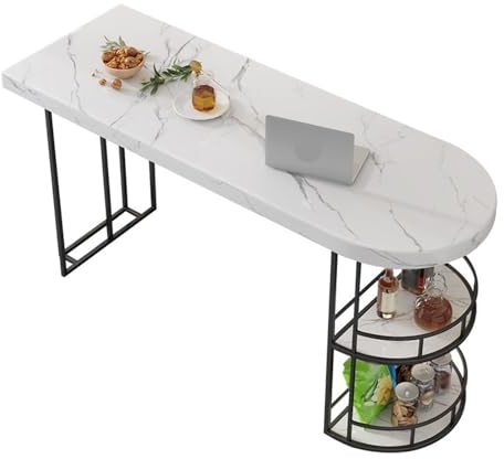 SONGYL-20249 Bartisch für Garten Leichter Luxus-Stehtisch aus Marmor mit doppeltem Stauraum, Wohnzimmer-Trennwand, Insel-Stehtisch mit Stauraum(Schwarz,160 * 45 * 100cm)