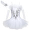 YiZYiF Mädchen Ballettanzug Ballettkleid Ballett Trikot Tanz-Kleider Kinder Ballettbekleidung Turnanzug Gr. 98-164 Weiß 140-152