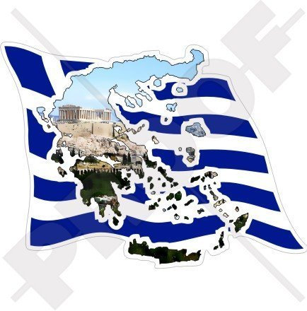 GRIECHENLAND Griechische Karte-Flagge ATHEN Akropolis 140mm Auto & Motorrad Aufkleber, Vinyl Stickers