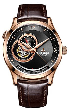 REEF TIGER Homme Analogique Automatique Montres avec Bracelet en Cuir RGA1693-PBS1