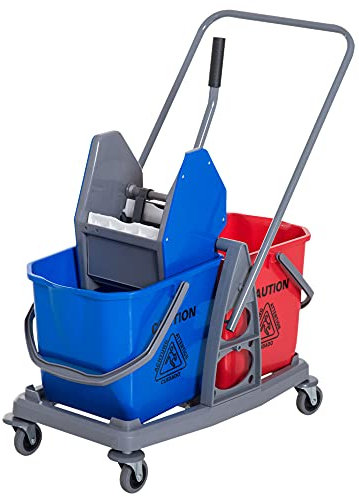 HOMCOM Carrello delle Pulizie Professionale 2 Secchi Capacità 25L Strizzatore 73 × 45 × 92cm
