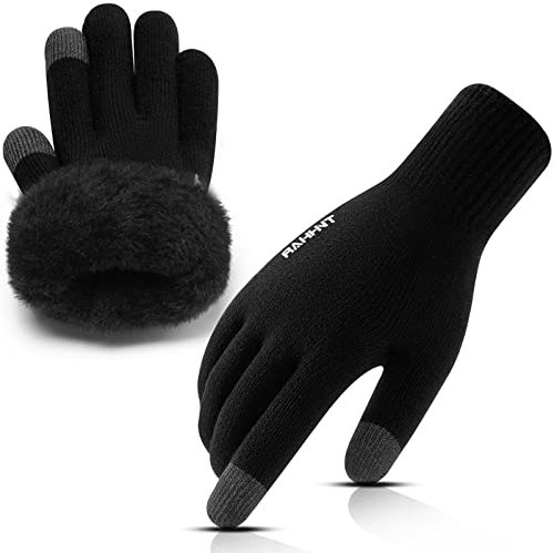 Rahhint Thermo Winterhandschuhe Damen Herren - Wolle Touchscreen Warm Ski-Handschuhe Strickhandschuhe für Indoor-Outdoor-Sport