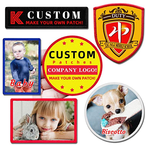 Parches personalizados para añadir tu foto o cualquier logotipo, cualquier texto o nombre, gancho y bucle opcional, coser, planchar en mochilas, jeans, camisas, sombreros
