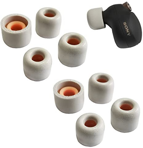 Luckvan Memory Foam Eartips for Sony WF-1000XM4/1000XM5 Replacement Earbuds Tips Sony WF-C500/LinkBuds S/1000XM3 WF-XB700 WI-1000X fit Charging Case 4 Pairs Gray Small