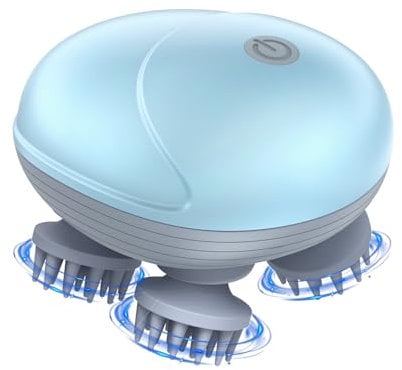 Elektrisches Kopfhautmassagegerät, Brifit USB Aufladbar Elektrisches Kopfmassagegerät mit 4 Knetköpfen & 3 Knetmodi, IPX6 Wasserdicht Tragbares Kopfmassagegerät für Hunde Katzen, Körperentspannung
