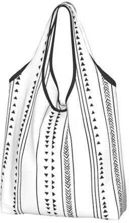 Jmorco Bloom Sunflower Große Wiederverwendbare Faltbare Damen Einkaufstasche Eco Tote Handtasche Faltbare Shopper Tasche, Triangel-Streifen, Bohemian-Muster, Einheitsgröße