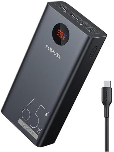 ROMOSS Power Bank, 40,000mAh 65W Portable Laptop Charger with USB C Fast Charging, External Battery Pack Compatible with MacBook Pro/Air, Dell XPS, iPad, iPhone 15, Samsung, Tablet, Steam Deck