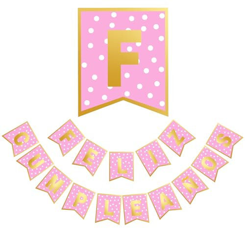 Guirnalda Feliz cumpleaños Español con Topos Lunares Castellano Decoración fiesta cumple Pancarta Banner colores Adorno Flamenco Cumple Feria (Azul)