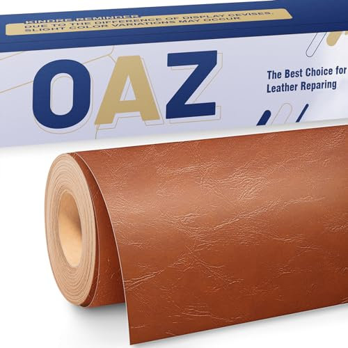 OAZ Leder Reparatur Patch, 40x80cm Selbstklebend für Möbel, Sofas, Autositze, Handtaschen, Jacken - Leder Renovierung, Glänzend Hellbraun