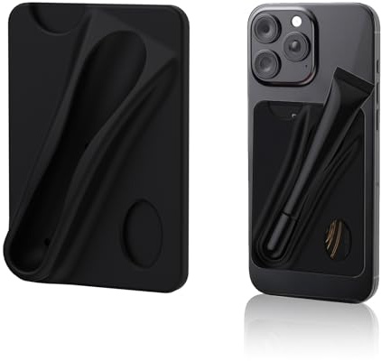 Lipgloss-Halter, Handyhülle, Silikon, selbstklebender Kartenhalter für Handyhülle mit Lipgloss-Halter, niedliche Handyhülle, Brieftasche, Glanz- oder Lippenbalsam-Halter, für alle Smartphones, Schwarz