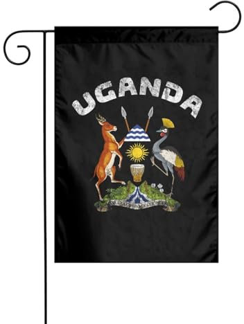Gartenflagge Uganda Wappen Uganda Deko-Flagge Langlebige Banner Wetterfeste Flag Für Außen Garten Partys 30X45Cm