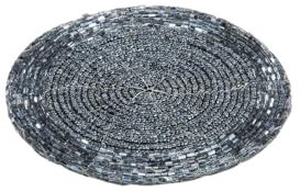 Pack of 12 Coaster, round, Glass, blue, PU 12, D. 10 cm