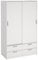 Double Sliding 2 Door Mirrored Wardrobe with 4 Drawers, Hanging Rails & Shelves Storage Cabinet for Bedroom in white