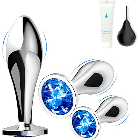 Metall Analplug 3er Set Medizinisch Sicheres Metall mit Kristall-Diamant-Spitze 3 Größen (Klein, Mittel, Groß) für Anfänger Fortgeschrittene Anal-Sexspielzeug für Paare, analplug für männer& frauen