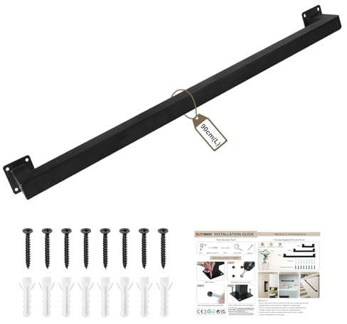 SUPAWAY Pasamanos de 90 cm para Escaleras, Negro Pasamanos de pared en tubo cuadrado, Barandilla interior/exterior para escaleras, balcones o barandillas o pomos de puerta