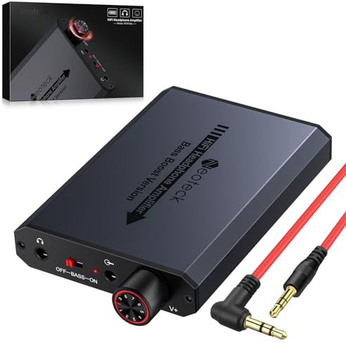 Neoteck Amplificador de Auriculares portátil de 3,5 mm Recargable de Audio HiFi con batería de Litio y Superficie Mate de Aluminio
