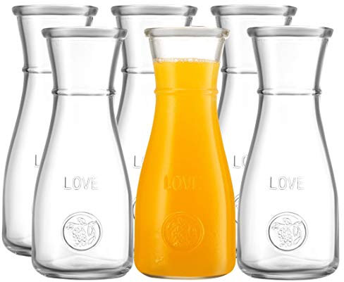 Kitchen Lux Carafe en Verre 500 ML – Pichet à vin élégant – Col étroit pour Une Prise en Main Facile, Large Ouverture pour Verser Classique – Idéal pour Les fêtes et événements 500ml Claire