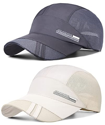TAGVO Sports Mesh Baseball Cap, 2 Stück Sommer Atmungsaktive Sun Cap Schnell Trocknend Hüte Unisex Laufvisier Cap mit Verstellbarem Schnallenverschluss