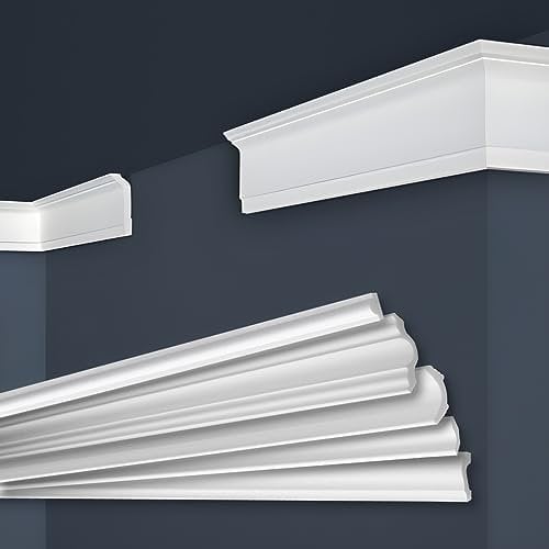 MARBET DESIGN Stuckleisten XPS Styropor weiß - Deckenleisten Stuck Decken Styroporleisten E-Leisten - (180 Meter / 1 Packung E-32)