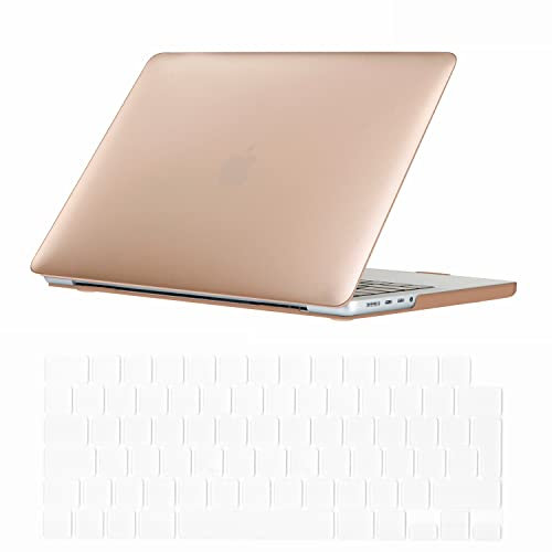Se7enline Compatible with 2024 2023 2022 2021 MacBook Pro 14 inch Case Hard Shell Laptop Cover for 14-inch Macbook Pro New Model A2918 A2992 A3112 A3401 A2779 A2442 M4 M3 M2 M1 &TPU Keyboard Skin,Gold