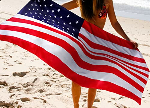 BIANCHERIAWEB Serviette de Plage imprimée 80 x 160 cm Motif Drapeau USA éponge Serviette de Plage ou Piscine