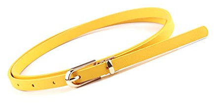 Elegantyl Damen Ledergürtel Dünner Damengürtel Schmaler Gürtel Damen Freizeitgürtel Kleidergürtel, Gelb, 108cm