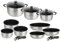 KAMBERG - Set Lot Batterie de cuisine 12 pièces - Acier inoxydable - Revêtement type Pierre - Tous Feux dont Induction - Manche Amovible - Sans PFOA Gris