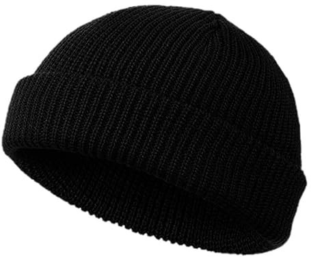 flintronic Beanie Strickmütze, Beanie Mütze, Warme Wintermütze, Beanie Docker Mütze, Fischer Strickmütze, Damen Herren Unisex, Universalgröß - Schwarz