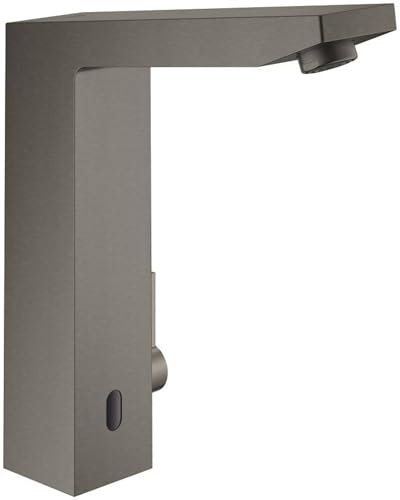 GROHE Infrarot-Elektronik für Waschtisch Eurocube E 36441, DN 15 mit Mischung und variabel einstellbarem Temperaturbegrenzer, 6 V Lithium-Batterie, Typ CR-P2, hard graphite gebürstet