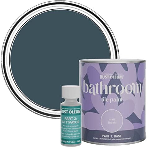 Rust-Oleum Blue Water-Resistant Bathroom Tile Paint in Matt Finish - Evening Blue 750ml
