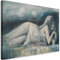 Feeby Wandbilder 30x20 cm Weiblich Akt 1 tlg Modern Leinwandbilder Bilder Bild auf Leinwand Kunstdruck Wand Bild Wanddeko Design Schlafzimmer Büro Wohnzimmer Erotik Porträt Grau