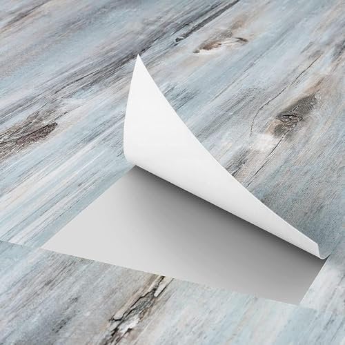 FunStick 90×15CM 30 Dalles PVC Adhesive Sol Effet Bois Bleu Stickers Carrelage Sol Chambre Parquet Stratifié Lino Sol Adhesif Bois Bleu Revetement de Sol PVC Étanche dalle PVC Adhesif Garage Salon