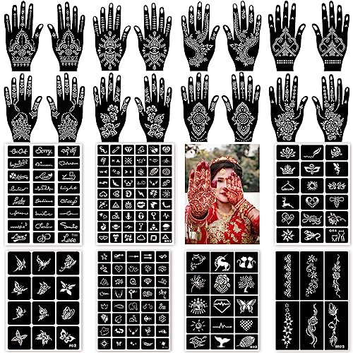 Tattoo Schablone Kit, 23 Blatt Schablonen Wiederverwendbare Temporäre Tattoo Schablonen für Frauen Mädchen Teens Face Paint Body Art Glitter Tattoo Schablonen