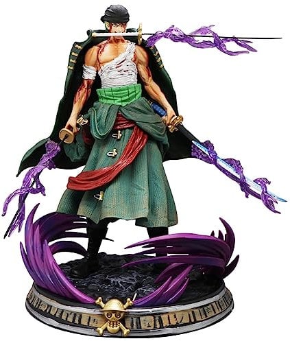 Ksopsdey One Piece Figures, Roronoa Zoro Figure Collection, PVC Onepiece Zorro Statue Action Three Knives Ornaments Japanese Anime Figure, Suitable for Children ov