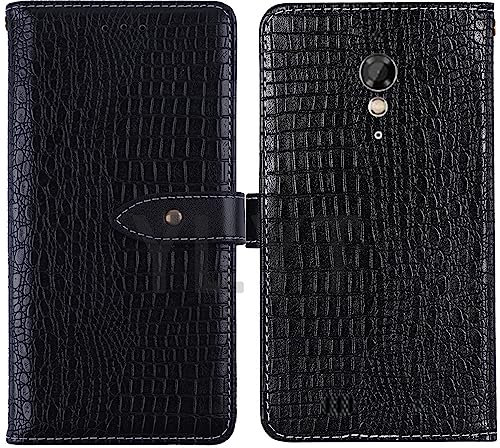 AODATU Flip Case Etui Schwarz Leder Tasche Schutz Hülle Für unihertz Atom L 4 inch Handy Horizontale Standfunktion Magnetverschluss Strapazierfähiger Cover