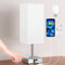 Kakanuo Lampe de Chevet Tactile avec Ports de Charge Type-C+USB-A, Intensité Variable à 3 Voies, Abat-jour en Tissu TC Blanc Base de Métal, Lampe de Table pour Salon Chambre Hôtel(Ampoule Incluse)