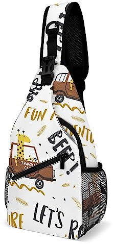 Sac à bandoulière en forme de girafe mignonne pour homme et femme, léger, réglable, avec sangle d'extension, animal de la forêt amusant, sac à dos avec porte-bouteille d'eau, sac à dos décontracté p