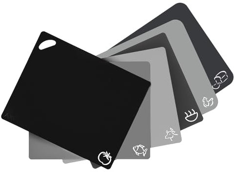 Axer Kunststoff Schneidebrett Set - 6x Küchen Schneidebrett Kunststoff Groß - Flexible Schneidebretter Spülmaschinenfest - Cutting Board Set - Frühstücksbrettchen Spülmaschinenfest