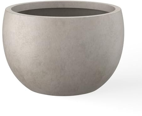Kante 11.8 Dia Round Concrete Planter, Outdoor/Indoor Large Bowl Plant Pots with Drainage Hole and Rubber Plug for Garden Patio Balcony Home, Weathered Concrete