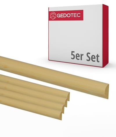 Gedotec Baguette demi-ronde - planches en bois pour construire et bricoler en bois résineux 100 cm | 5 pièces 15 mm | BASIC | baguette décorative polyvalente et bois pour bricoler différents objets
