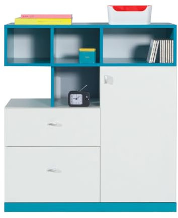 Kinderzimmer Jugendzimmer Schrank Kommode Sideboard modern in weiß mit türkis