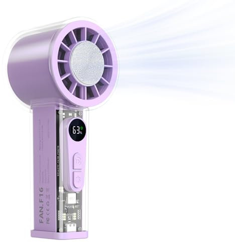 Handheld Turbo Fan with Ice Cooler, Transparent Case Design, Dual Airflow, 5000mAh Rechargeable Battery, 6-Speed Personal Fan, Gift for Women Men Travel/Outdoor/Camping