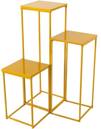 Blumenständer Gold Metall Hochzeit,3 Stück 25x25x60/80/100cm Hochzeit Tafelaufsätze für Tische bis 5kg pro Stück,Rechteckige Vasen Pflanzenständer Blumensäule aus Eisen für Blumen Kerzen Fotohalter