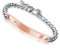 Flongo Partnerarmbänder Damen-Armband, Edelstahl Armband Armreif Armkette Silber Rose Gold Zirkonia Panzerkette Paar Kette Strass His Beauty Gravur Herz Herzchen Love Liebe Damen