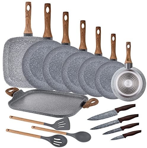Pack 7 sartenes + plancha/asador+ cuchillos de cocina + utensilios de cocina SAN IGNACIO Daimiel