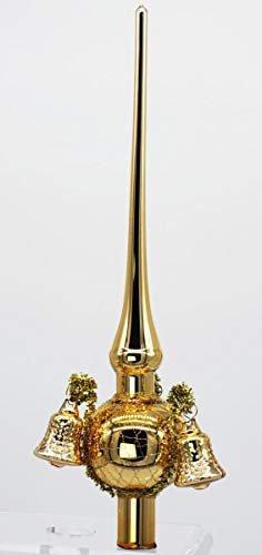 condecoro Christbaumspitze 3 Glocken Glas Spitze mundgeblasen Gold